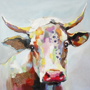 Bessie The Cow - Multicolored - Stretched Canvas Wall Art   568891731